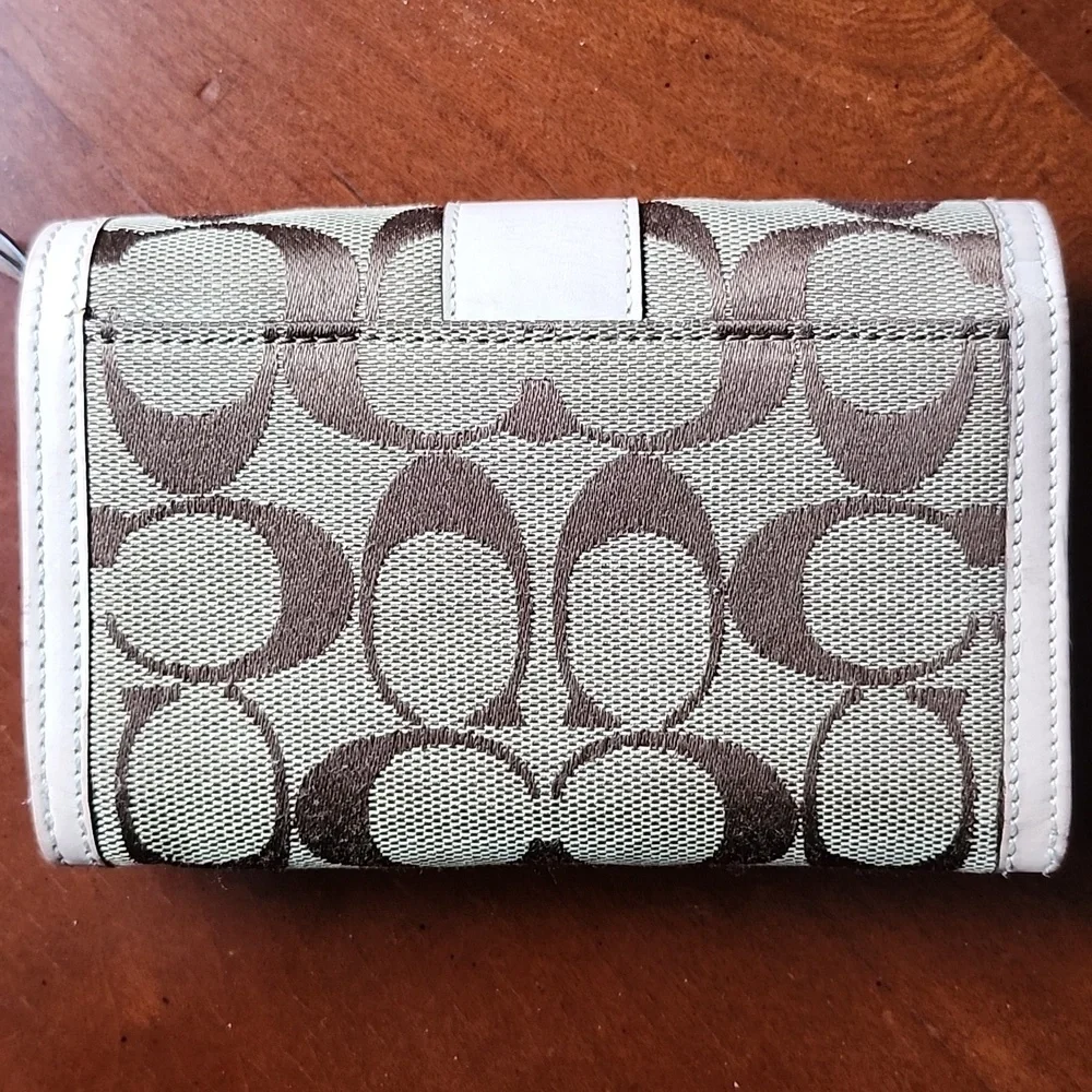 Coach Beige and Brown Canvas Wallet - Picture 3 of 9